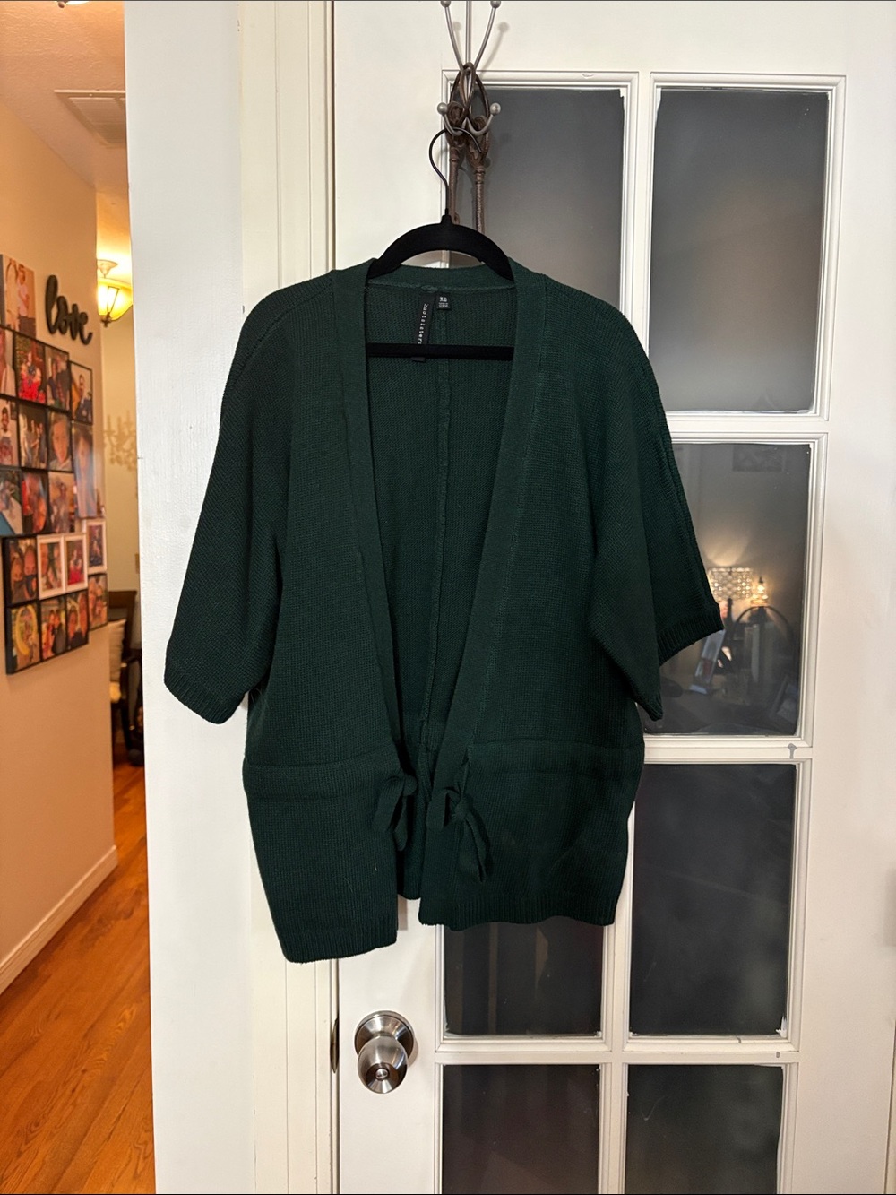 knot sisters Forest Green Short Sleeve Open-Front Cardigan